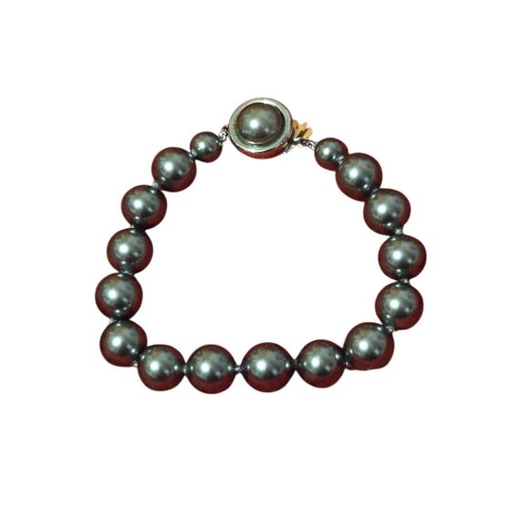 Vintage Black Pearl Necklace and Bracelet Set with Bonus Earrings - Picture 2 of 5